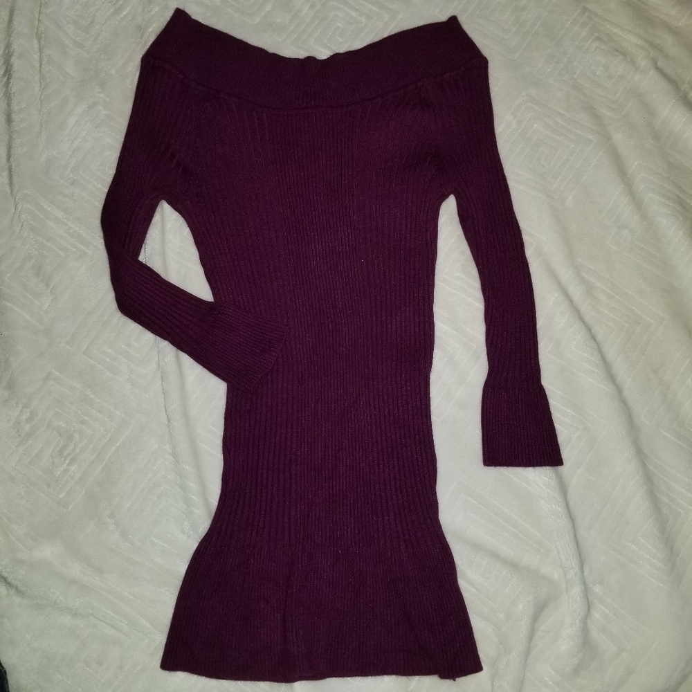Deep Purple Off the Shoulders Sweater